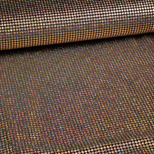 Velvet Stoff Stretch Hologramm Pailletten Gold