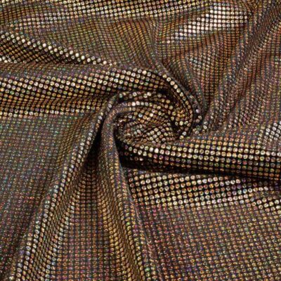 Velvet Stoff Stretch Hologramm Pailletten Gold