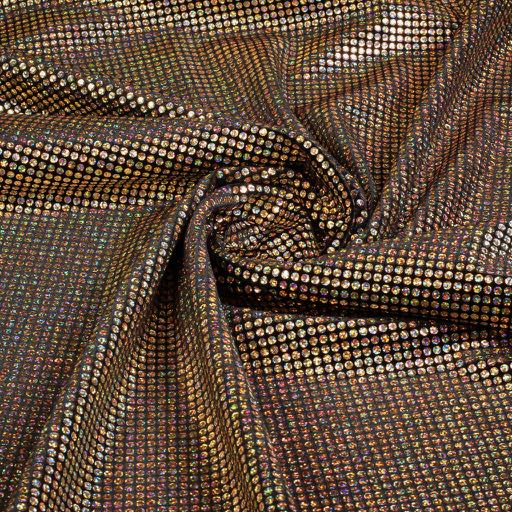 Velvet Stoff Stretch Hologramm Pailletten Gold