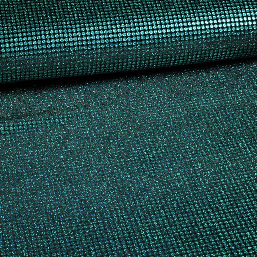 Samt Stretch Stoff Hologramm Pailletten Grün