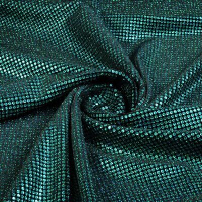 Samt Stretch Stoff Hologramm Pailletten Grün