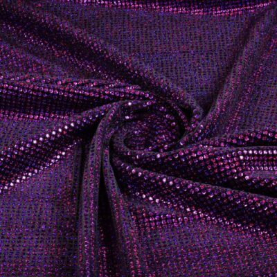 Samt Stoff Stretch Hologramm Pailletten Lila