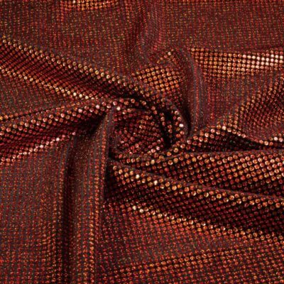 Samt Stoff Stretch Hologramm Pailletten Orange