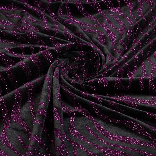 Samt Stoff Stretch Glitter Streifen Lila