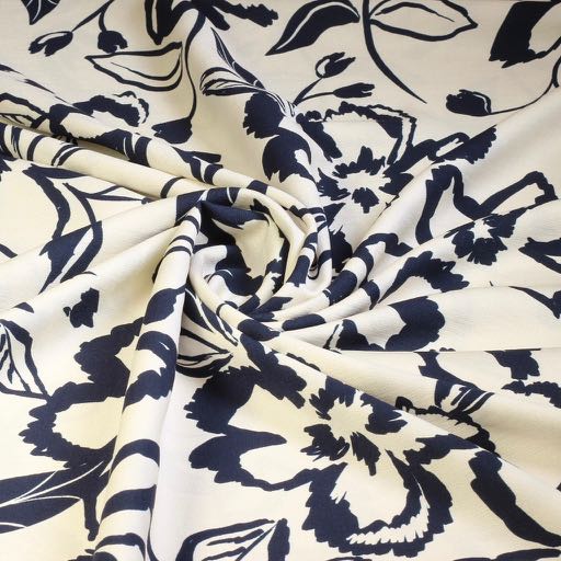 Crepe Viskose floral schwarz