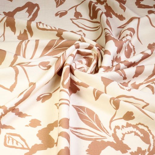 Crepe Viskose Floral Camel