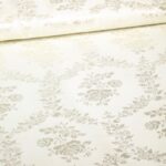 Satijn jaquard roos champagne / Off white