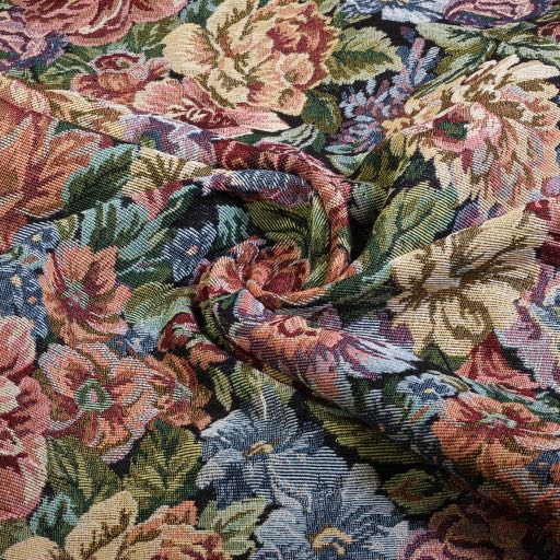 Gobelin Stoff Blume Schwarz