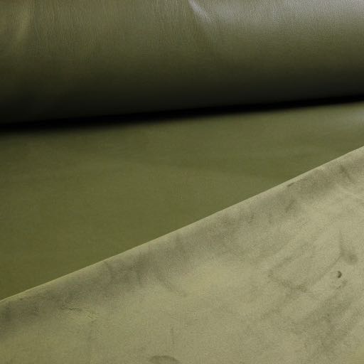 Stretch-Leder / Velours-Stoff Oliv