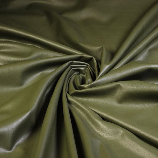 Stretch-Leder / Velours-Stoff Oliv