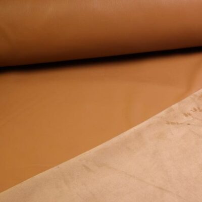 Stretch-Leder / Velourstoff Cognac