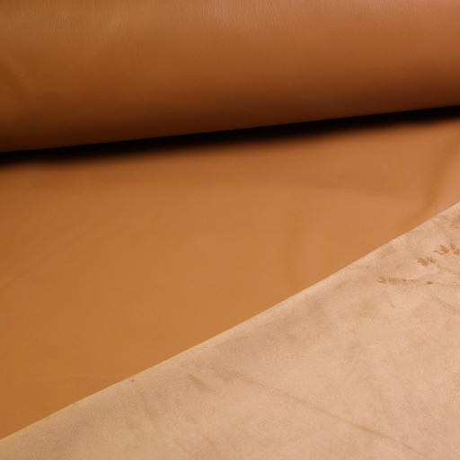 Stretch-Leder / Velourstoff Cognac