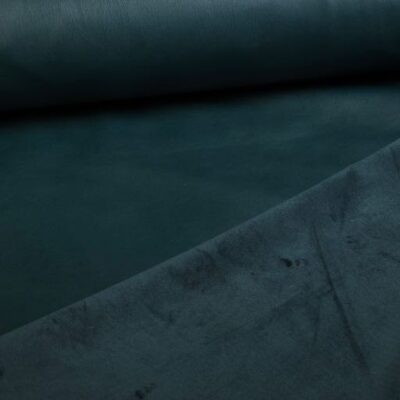 Stretch-Leder / Velours-Stoff petrol