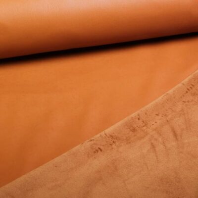 Stretch-Leder / Velours-Stoff Cognac 2
