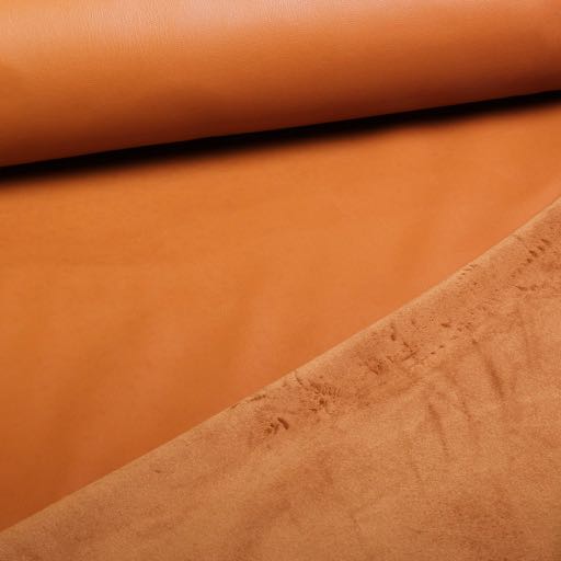 Stretch-Leder / Velours-Stoff Cognac 2
