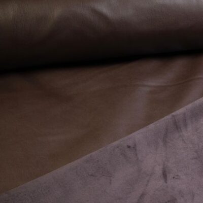 Stretch-Leder / Velours Stoff braun
