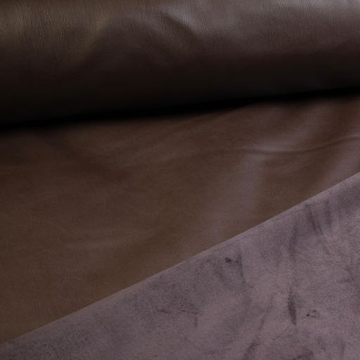 Stretch-Leder / Velours Stoff braun