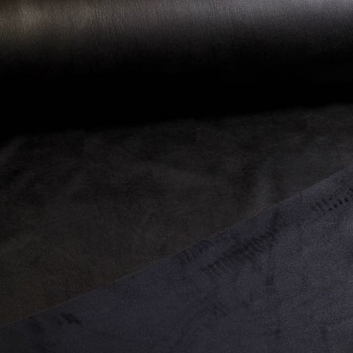 Stretch-Leder / Velours-Stoff schwarz