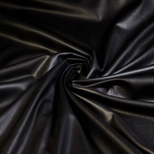 Stretch-Leder / Velours-Stoff schwarz