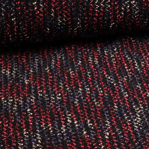 Bouclé/Tweed Lurex Stoff kleines Zickzack Rot