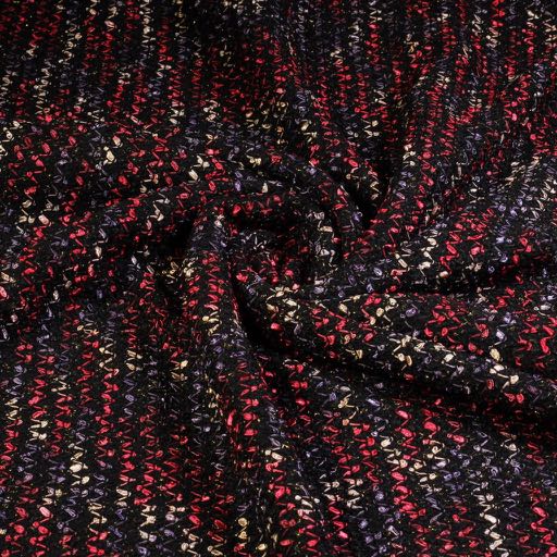 Bouclé/Tweed Lurex Stoff kleines Zickzack Rot