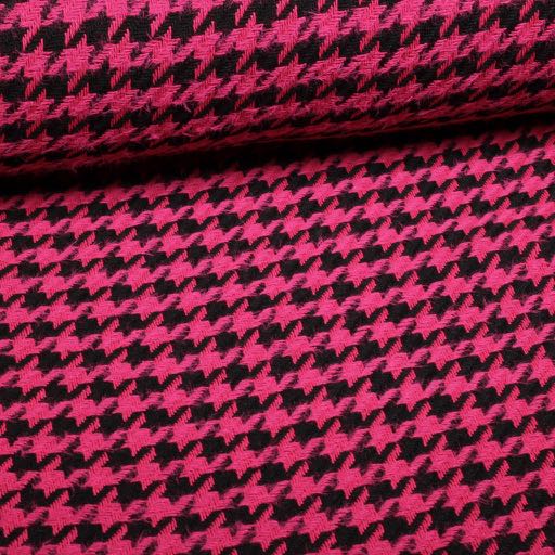 Tweedstoff Pied de Poule Fuchsia