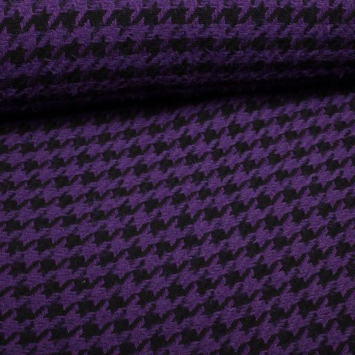 Tweedstoff Hahnentritt Lila